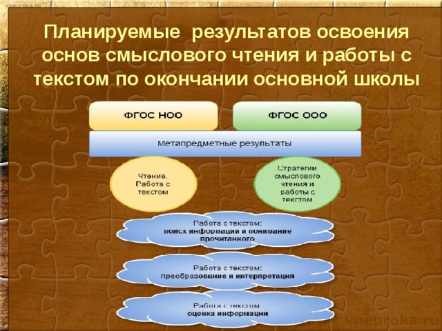 Планируемые результатов освоения основ смыслового чтения и работы с текстом по окончании основной школы 