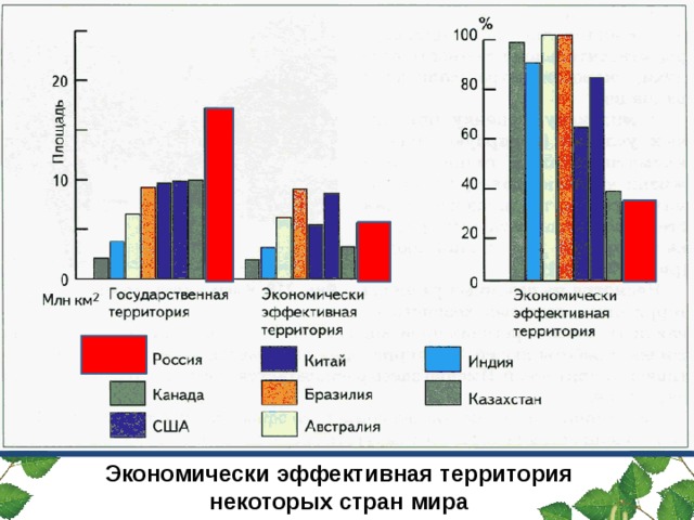 Экономически эффективная территория некоторых стран мира
