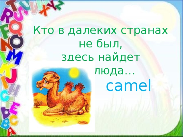 Кто в далеких странах не был,  здесь найдет верблюда… camel 