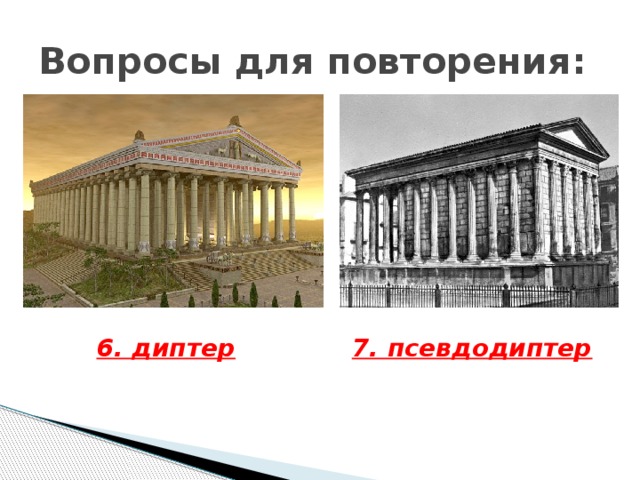 Вопросы для повторения: 6. диптер 7. псевдодиптер 