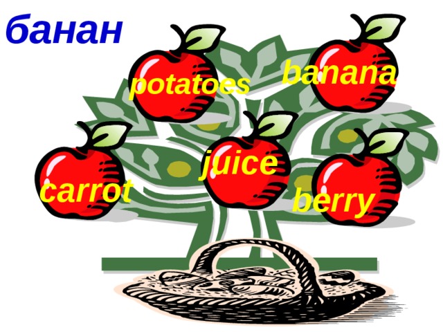 банан banana potatoes juice carrot berry