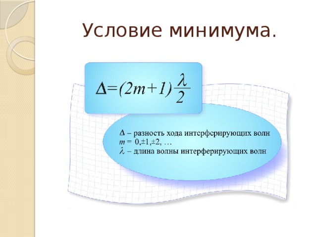 Условие минимума. 