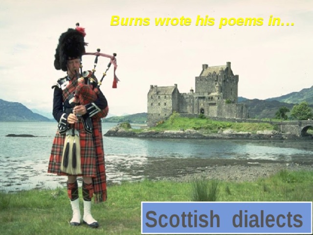   Burns wrote his poems in … Scottish dialects 