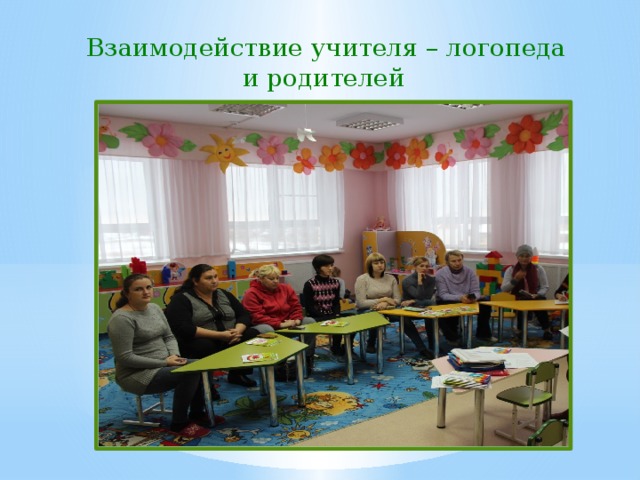  Взаимодействие учителя – логопеда  и родителей 