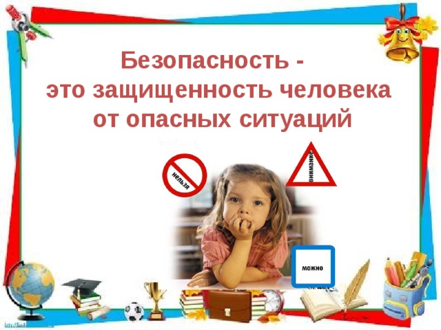  Безопасность -  это защищенность человека  от опасных ситуаций 