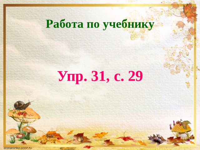 Работа по учебнику Упр. 31, с. 29 