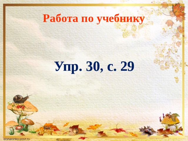 Работа по учебнику Упр. 30, с. 29 