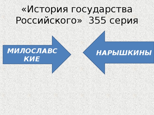 «История государства Российского» 355 серия НАРЫШКИНЫ МИЛОСЛАВСКИЕ  