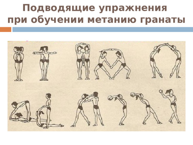 Подводящие упражнения  при обучении метанию гранаты 