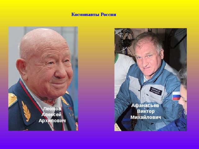 Космонавты России Афанасьев Виктор Михайлович Леонов Алексей Архипович 