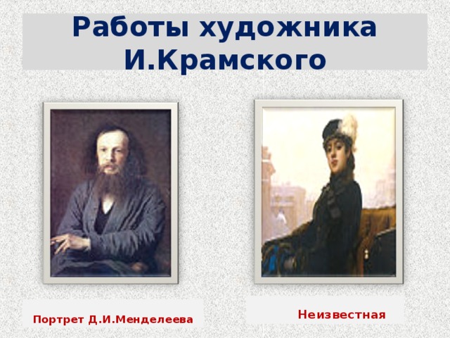 Работы художника И.Крамского  Неизвестная Портрет Д.И.Менделеева 