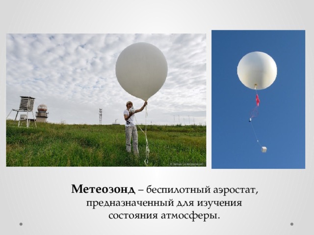 Метеозонд – беспилотный аэростат, предназначенный для изучения состояния атмосферы. 