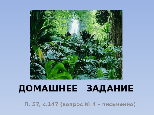 ДОМАШНЕЕ ЗАДАНИЕ П. 57, с.147 (вопрос № 4 – письменно) 