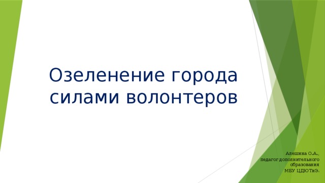 Озеленение города силами волонтеров Алешина О.А.,  педагог дополнительного образования МБУ ЦДЮТиЭ Э 
