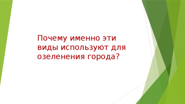 Почему именно эти виды используют для озеленения города? 