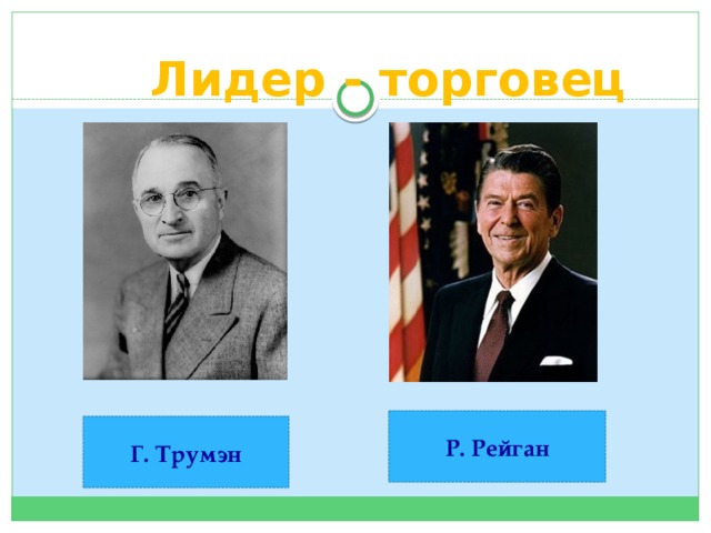 Лидер - торговец Р. Рейган Г. Трумэн 