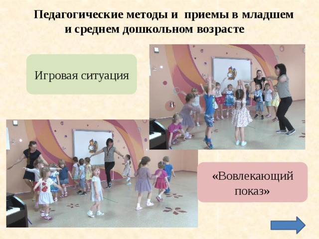 Педагогические методы и приемы в младшем и среднем дошкольном возрасте Игровая ситуация «Вовлекающий показ» 