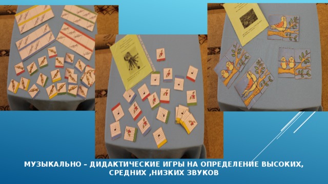 МУЗЫКАЛЬНО – ДИДАКТИЧЕСКИЕ ИГРЫ НА ОПРЕДЕЛЕНИЕ ВЫСОКИХ, СРЕДНИХ ,НИЗКИХ ЗВУКОВ 