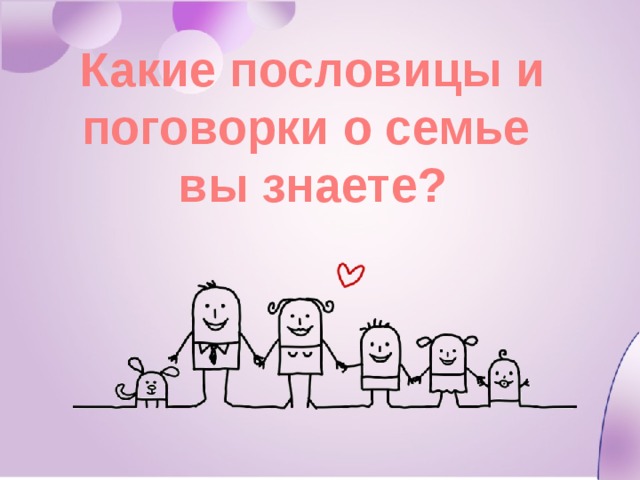 Какие пословицы и поговорки о семье вы знаете? 