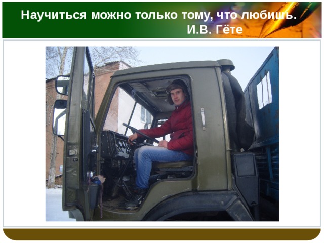 Научиться можно только тому, что любишь. И.В. Гёте 