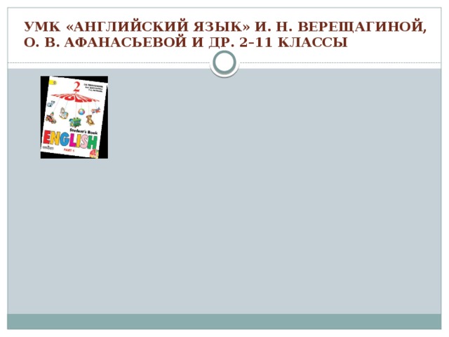 УМК «АНГЛИЙСКИЙ ЯЗЫК» И. Н. ВЕРЕЩАГИНОЙ, О. В. АФАНАСЬЕВОЙ И ДР. 2–11 КЛАССЫ 
