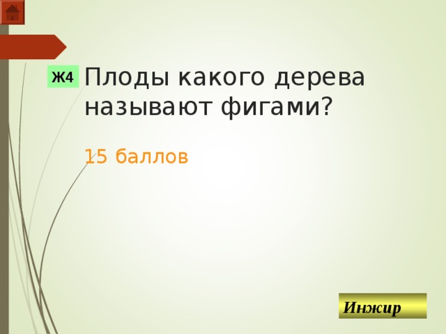 Плоды какого дерева называют фигами?   15 баллов Ж4 Инжир  