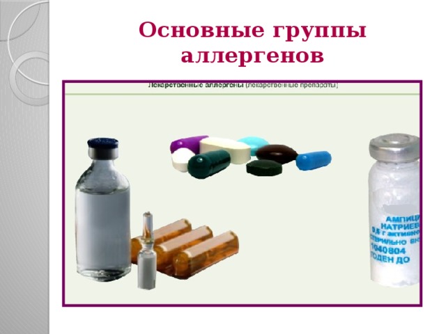 Основные группы аллергенов 
