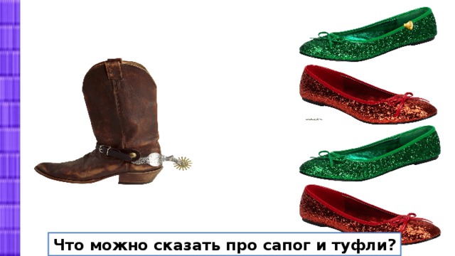 Что можно сказать про сапог и туфли? 