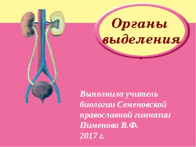 Выполнила учитель биологии Семеновской православной гимназии Пименова В.Ф. 2017 г. 