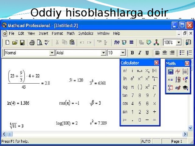  Oddiy hisoblashlarga doir 