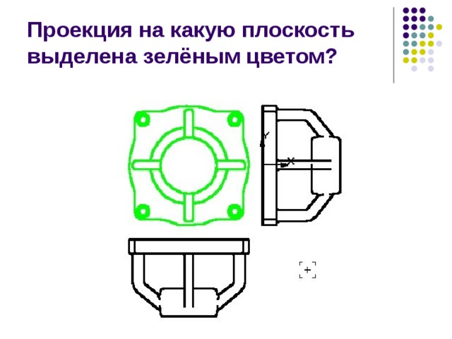 Проекция на какую плоскость выделена зелёным цветом? 