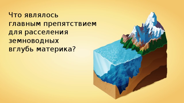 Что являлось  главным препятствием  для расселения земноводных  вглубь материка? 