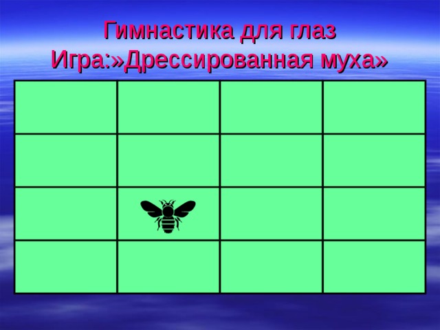Гимнастика для глаз  Игра:»Дрессированная муха» 