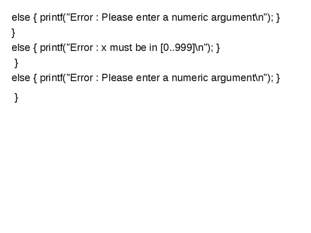else { printf(