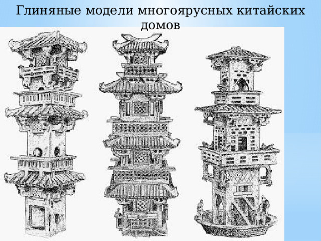 Глиняные модели многоярусных китайских домов 