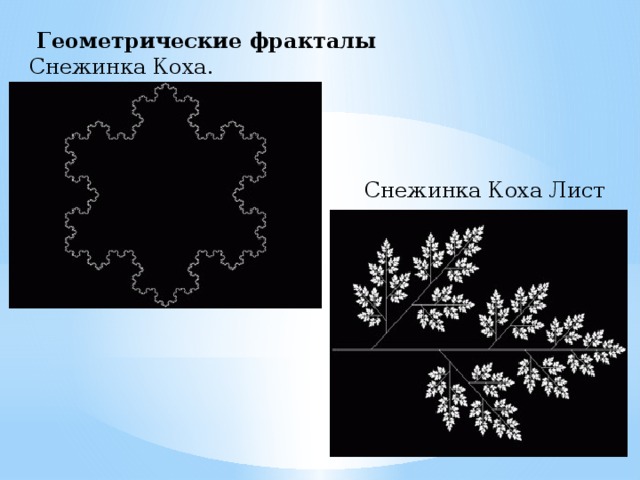 Геометрические фракталы Снежинка Коха. Снежинка Коха Лист 