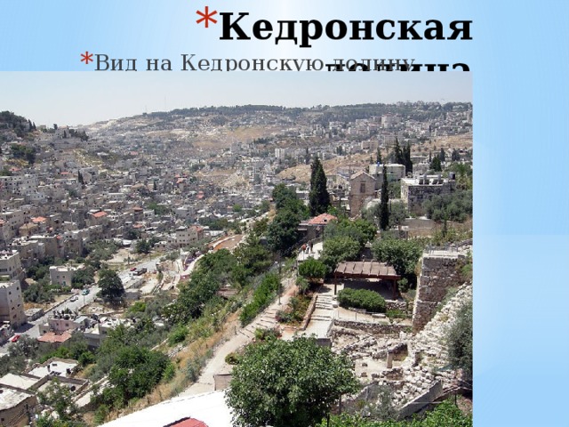 Кедронская долина Вид на Кедронскую долину 