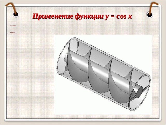 Применение функции y = cos x  В физике (механика)        Винт Архимеда