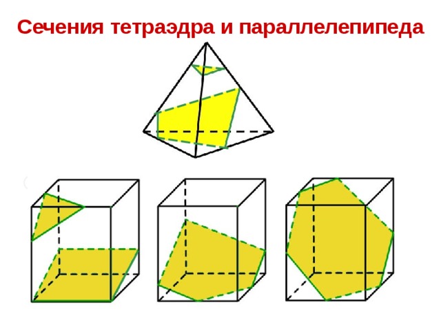 Сечения тетраэдра и параллелепипеда 