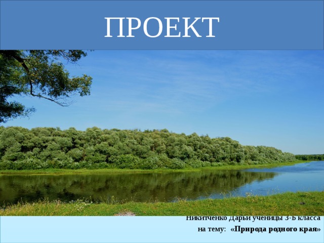 ПРОЕКТ Никитченко Дарьи ученицы 3-Б класса на тему: «Природа родного края» 