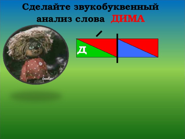 Сделайте звукобуквенный анализ слова ДИМА   