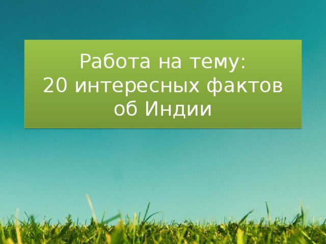 Работа на тему:  20 интересных фактов об Индии 