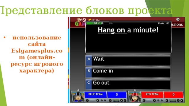 Представление блоков проекта использование сайта Eslgamesplus.com (онлайн-ресурс игрового характера) 