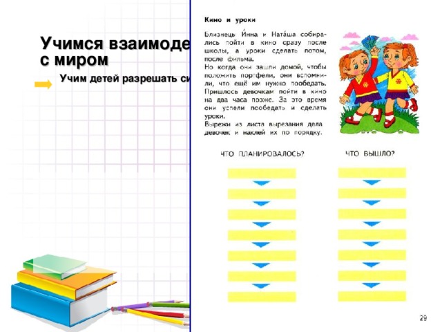 Учимся взаимодействовать с миром  Учим детей разрешать ситуации    На примере  учебника  А.Л. Семенова,  М.А. Посицельской  «Математика и  информатика»      