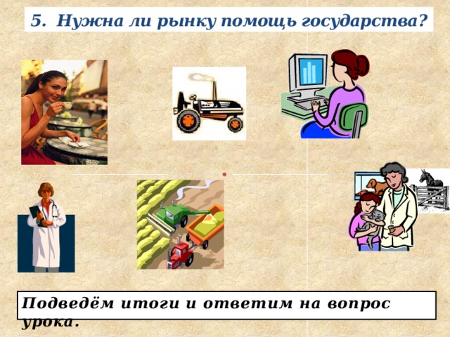 5. Нужна ли рынку помощь государства? Подведём итоги и ответим на вопрос урока. 