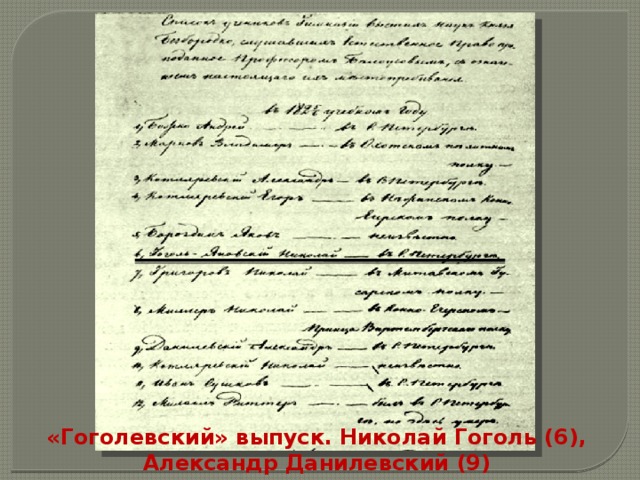 «Гоголевский» выпуск. Николай Гоголь (6), Александр Данилевский (9) 