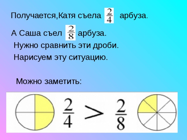 Получается,Катя съела арбуза . 