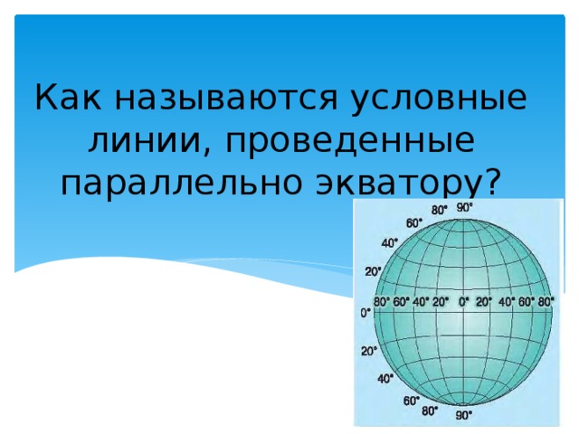 Как называются условные линии, проведенные параллельно экватору? 