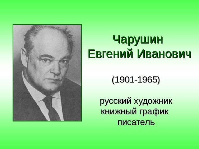 Чарушин  Евгений Иванович (1901-1965)   русский художник  книжный график  писатель 