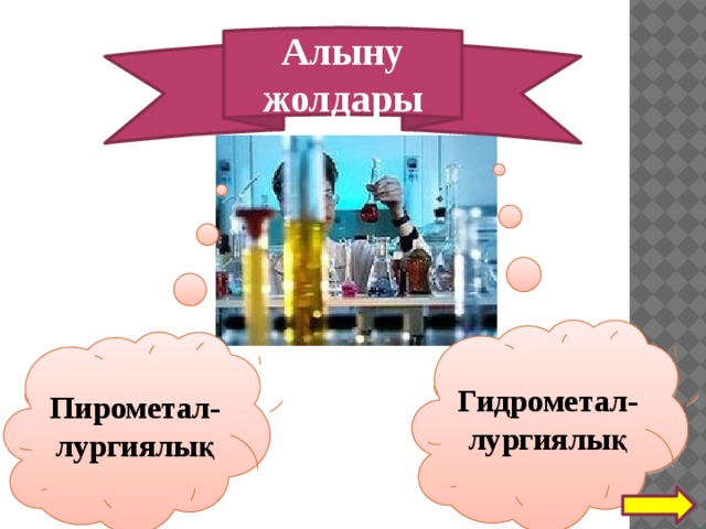Алыну жолдары Гидрометал-лургиялық Пирометал- лургиялық 